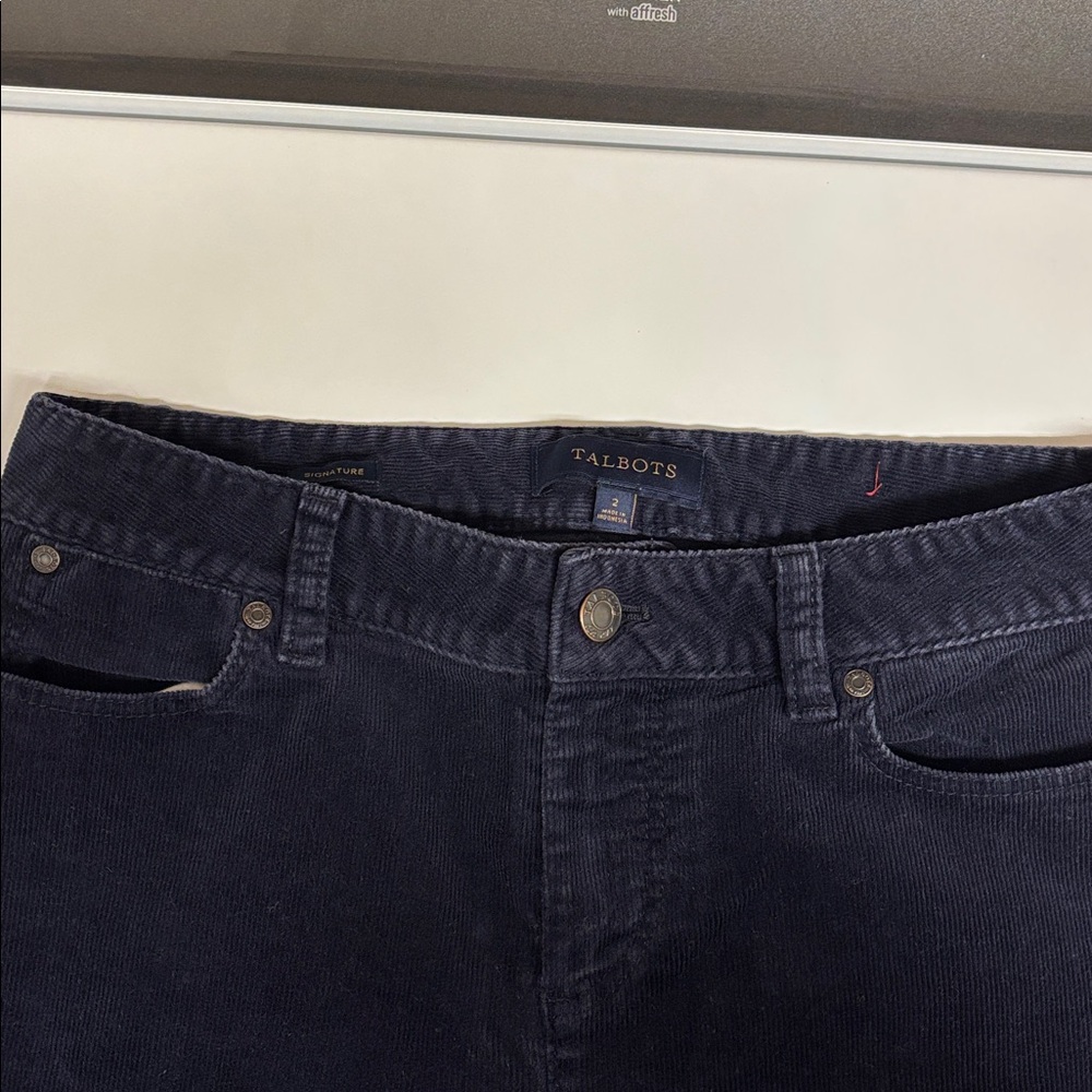 Talbots Women's Dark Gray Corduroy Straight Leg Pants - Size 2